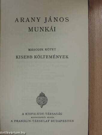 Arany János munkái II.