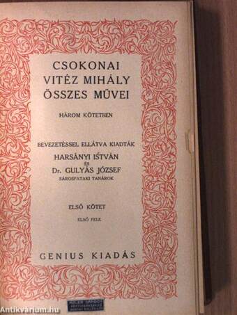 Csokonai Vitéz Mihály összes művei három kötetben I-V.