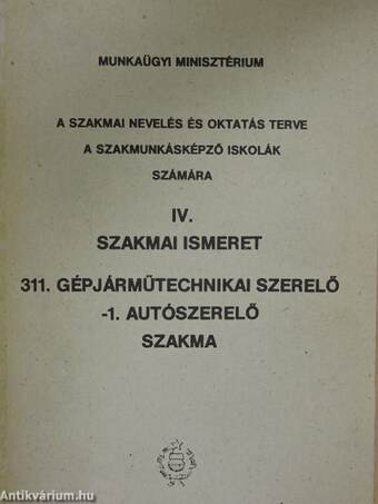 311. Gépjárműtechnikai szerelő