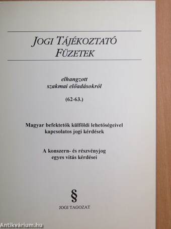 Jogi Tájékoztató Füzetek 62-63.