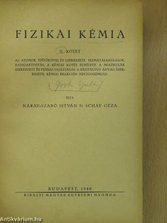 Fizikai kémia II. (aláírt példány)