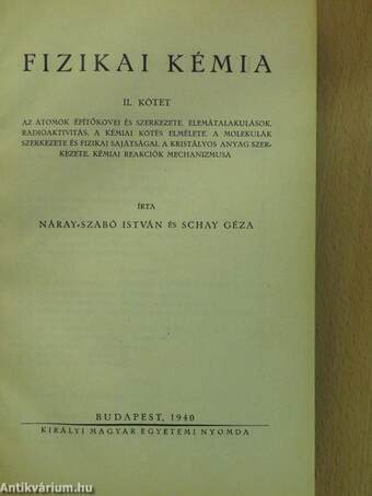 Fizikai kémia II. (aláírt példány)