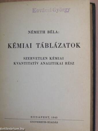 Kémiai táblázatok