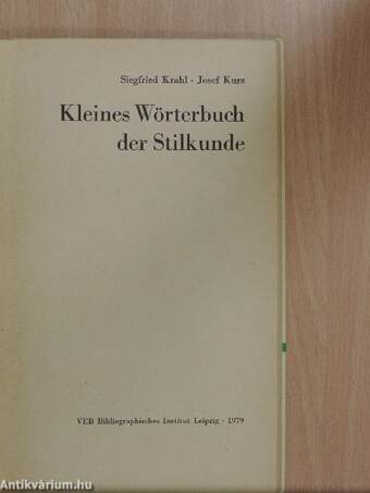 Kleines Wörterbuch der Stilkunde