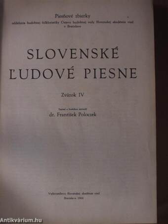 Slovenské L'Udové Piesne IV.