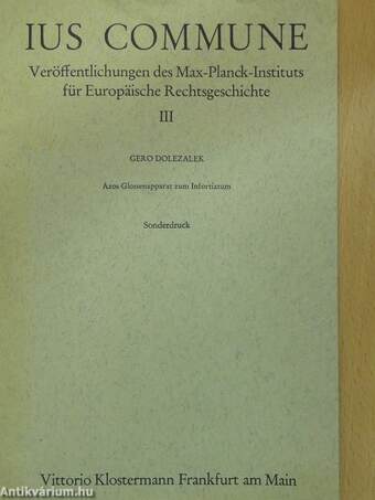 Veröffentlichungen des Max-Plnack-Instituts für Europäische Rechtgeschichte Frankfurt am Main III. (dedikált példány)