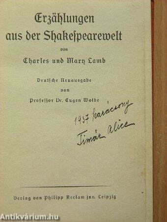 Erzählungen aus der Shakespearewelt I-IV.