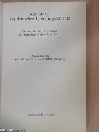 Anthologie zur deutschen Literaturgeschichte III-IV.