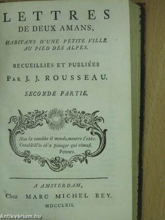 Lettres de deux amans, habitans d'une petite ville au pied des alpes I-II. (töredék)