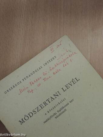 Módszertani levél a középiskolai osztályfőnöki foglalkozási terv készítéséről