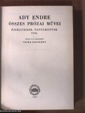 Ady Endre összes prózai művei VIII. (töredék)