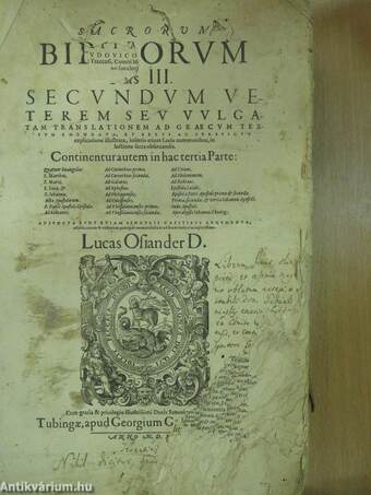 Sacrorum bibliorum pars III. (rossz állapotú)