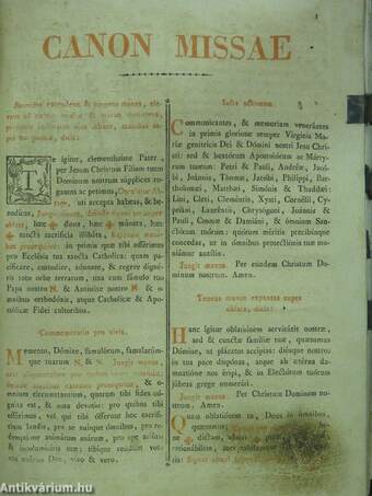 Missale Romanum ex decreto Sacrosancti Concilii Tridentini restitutum/Missae in festis propriis sanctorum patronorum Regni Hungariae (rossz állapotú)