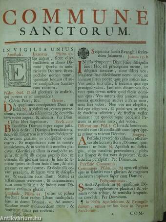 Missale Romanum ex decreto Sacrosancti Concilii Tridentini restitutum/Missae in festis propriis sanctorum patronorum Regni Hungariae (rossz állapotú)