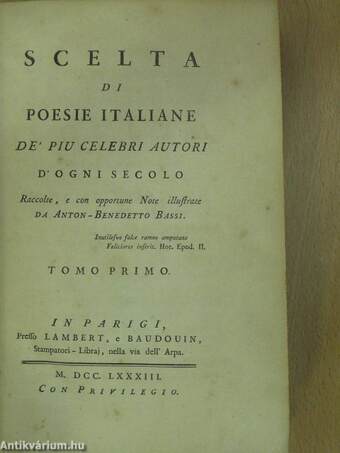 Scelta Di Poesie Italiane I. (töredék) (rossz állapotú)