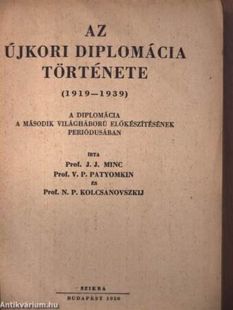 A diplomácia története 1919-1939