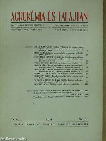 Agrokémia és Talajtan 1951-1998. január-december/1999/3-4./2000-2013. január-december/2014/1.