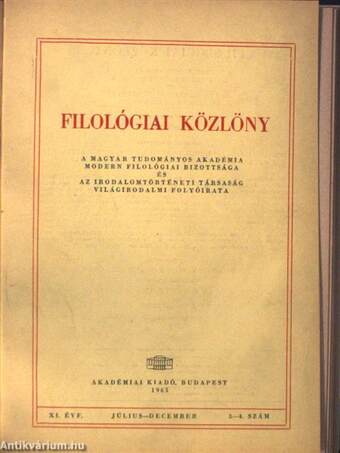 Magyar Könyvszemle 1964/3./Filológiai Közlöny 1965/3-4.