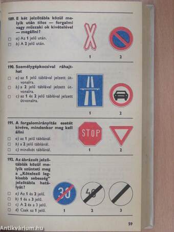 A személygépkocsi-vezetői vizsga teszt-kérdései