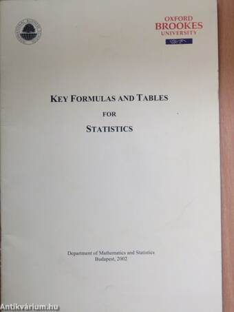 Key Formulas and Tables for Statistics