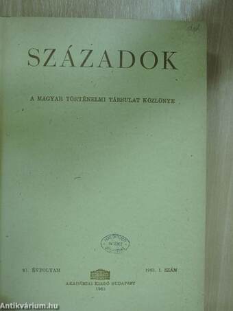 Századok 1963. (nem teljes évfolyam)