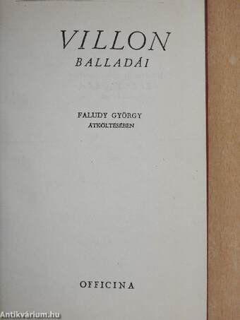 Villon balladái Faludy György átköltésében