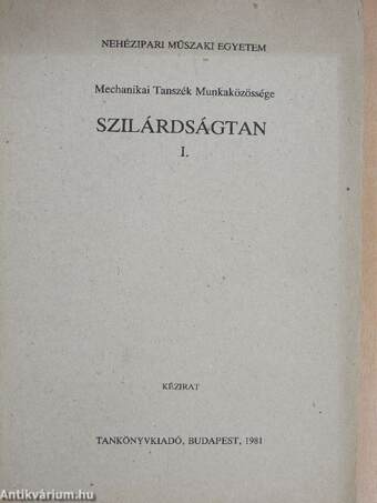 Szilárdságtan I.