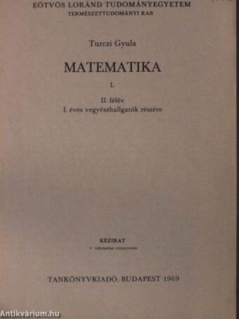 Matematika I.