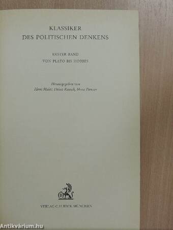 Klassiker des politischen Denkens I.