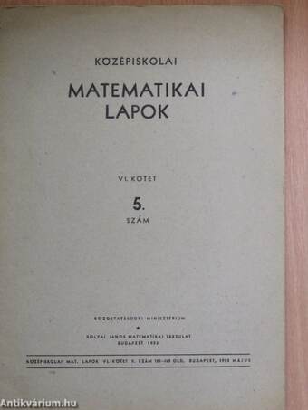 Középiskolai matematikai lapok 1953. évi 5. szám