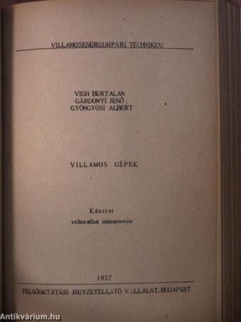 Villamossági ismeretek és villamos gépek