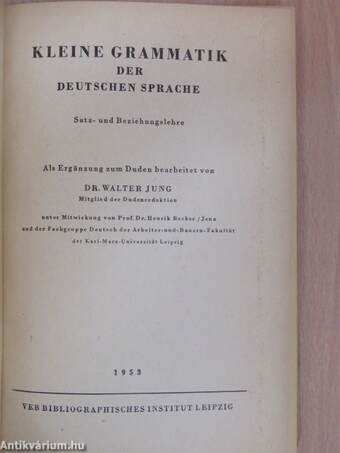 Kleine Grammatik der deutschen Sprache