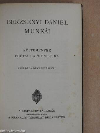 Berzsenyi Dániel munkái