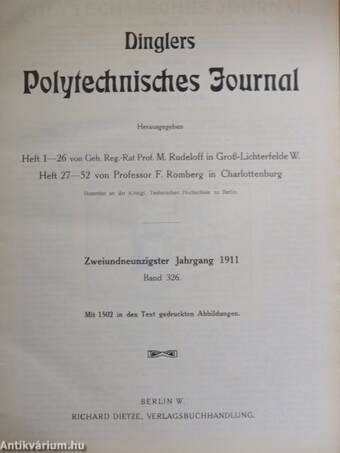 Dinglers Polytechnisches Journal Januar-Dezember 1911.