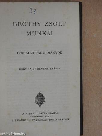 Beöthy Zsolt munkái 