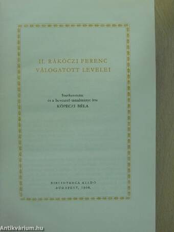 II. Rákóczi Ferenc válogatott levelei