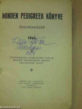 Minden Pedigreek könyve 1942/43.