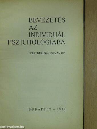 Bevezetés az individuálpszichológiába