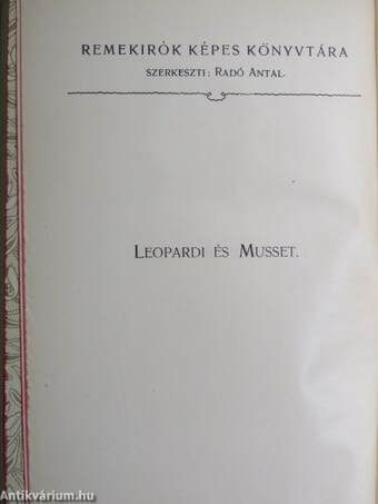 Giacomo Leopardi összes lyrai versei/Alfred de Musset válogatott költeményei