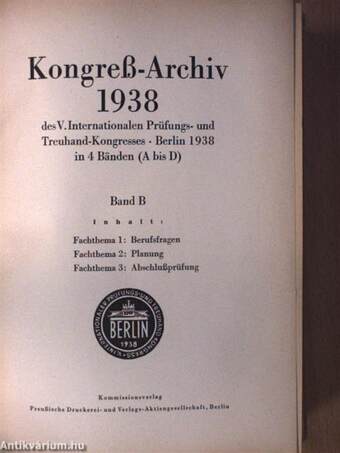 Kongress-Archiv 1938 I-IV.