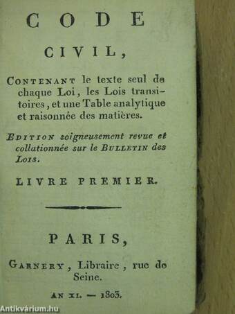 Code civil I., III.