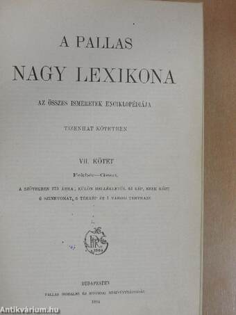 A Pallas Nagy Lexikona VII. (töredék)