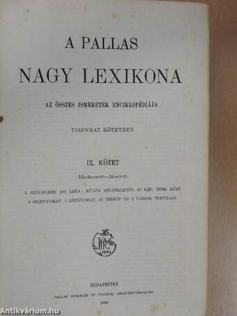 A Pallas Nagy Lexikona IX. (töredék)