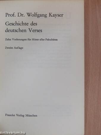 Geschichte des deutschen Verses