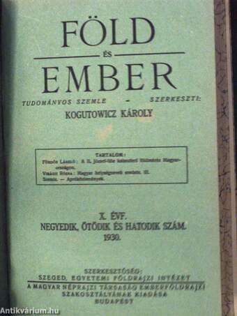 Föld és Ember 1930/1-6.