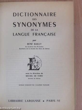 Dictionnaire des Synonymes de la Langue Francaise