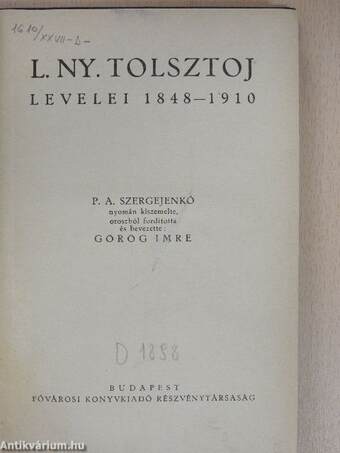 L. Ny. Tolsztoj levelei