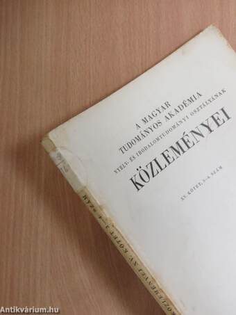 A Magyar Tudományos Akadémia Nyelv- és Irodalomtudományi Osztályának közleményei XV. 3-4. szám