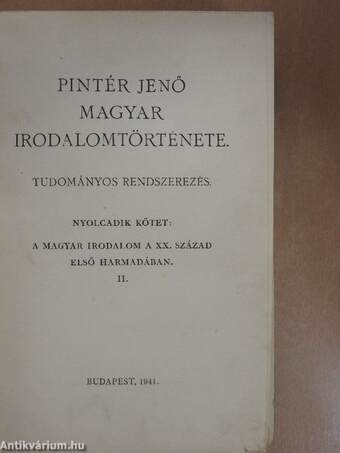 Pintér Jenő magyar irodalomtörténete VIII/I-II. (töredék)