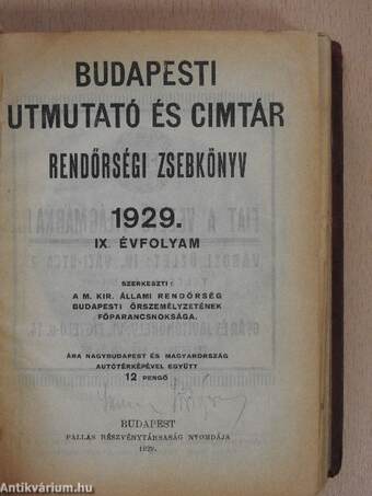 Budapesti utmutató és cimtár 1929.